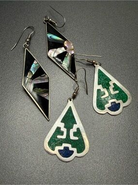 Vintage Alpaca Mexico Earrings 2 pair